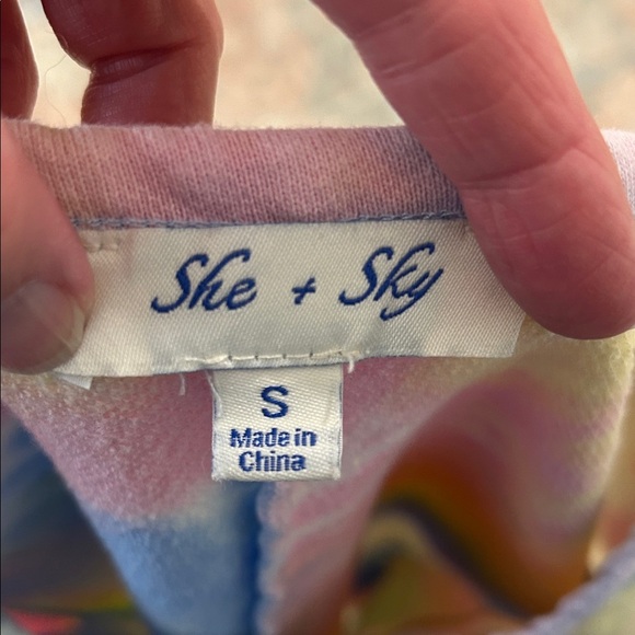 She + Sky Tie-Dye Mini Dress - Blue, Yellow, Pink - Picture 5 of 7